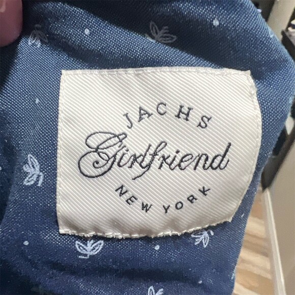 Jachs Girlfriend Womens Button-Up Shirt Size XL Navy Blue White Plaid - Picture 8 of 10